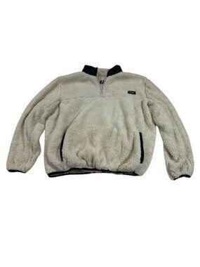Zyia Sherpa Fleece Pullover Half-Zip Beige Jacket W/ Black Trim (E850)